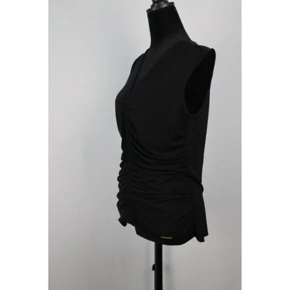 Nine West Women's Black Sleeveless Saleha Rached‎ V-Neck Top Size Medium - Picture 3 of 13